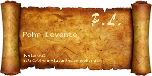 Pohr Levente névjegykártya